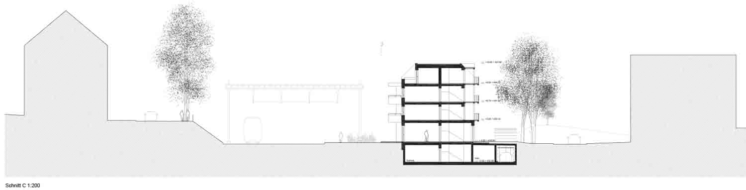 «Visavis» von SLIK Architekten, Querschnitt.