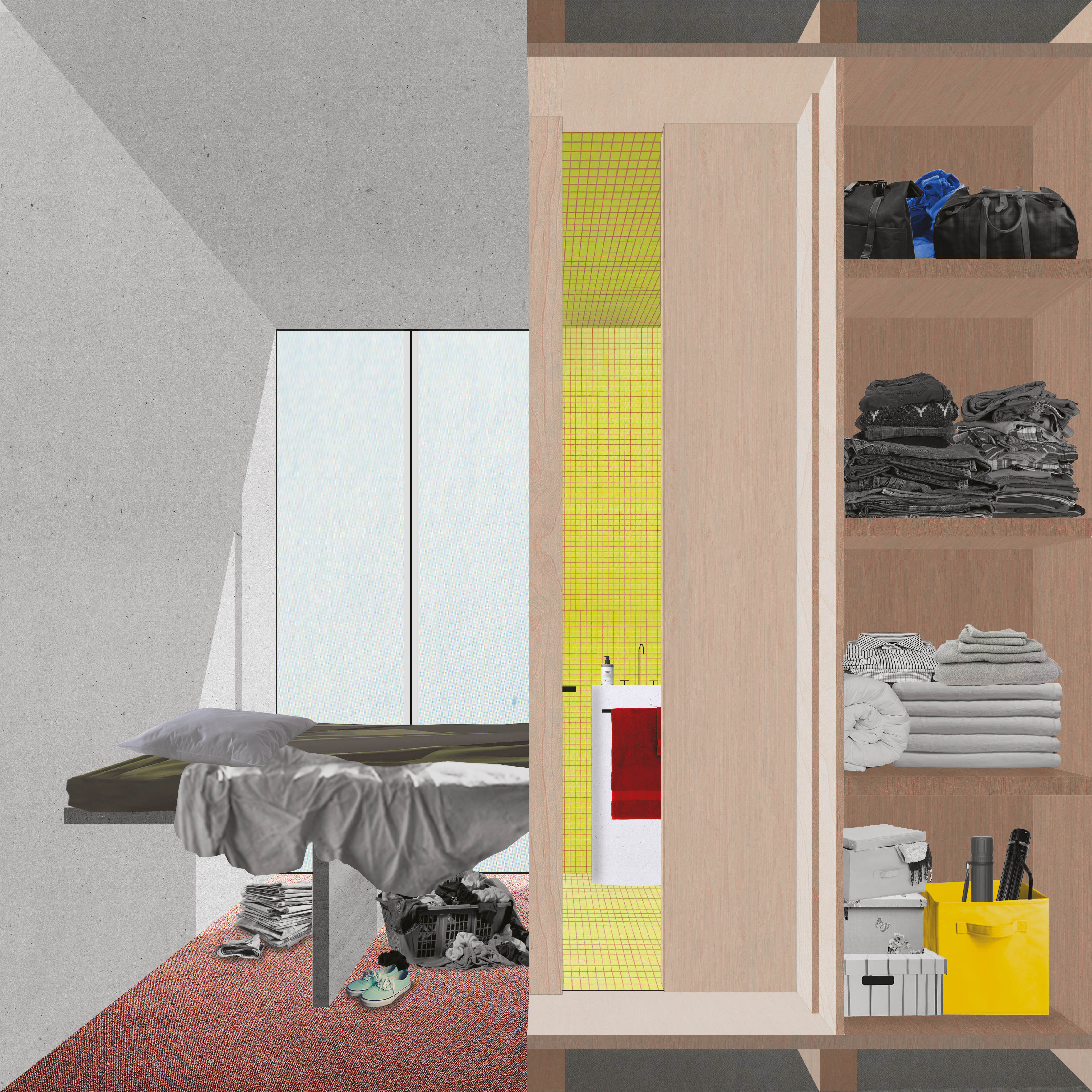 Every Day Is Like Sunday : densification de parcs à bureaux. Stratégie par transformation : autour d’un bâtiment existant sont ajoutées des cellules habitables.