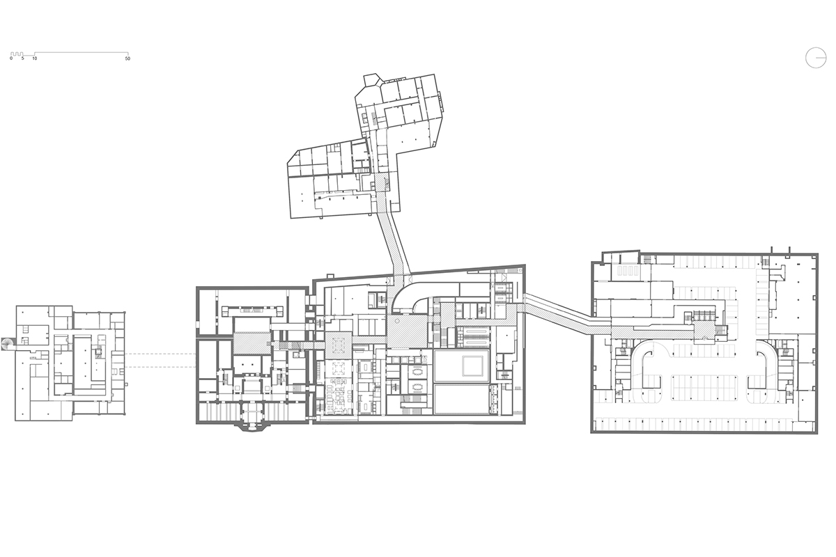 1. UG – Verbindung zu den weiteren Swiss-Re-Gebäuden.