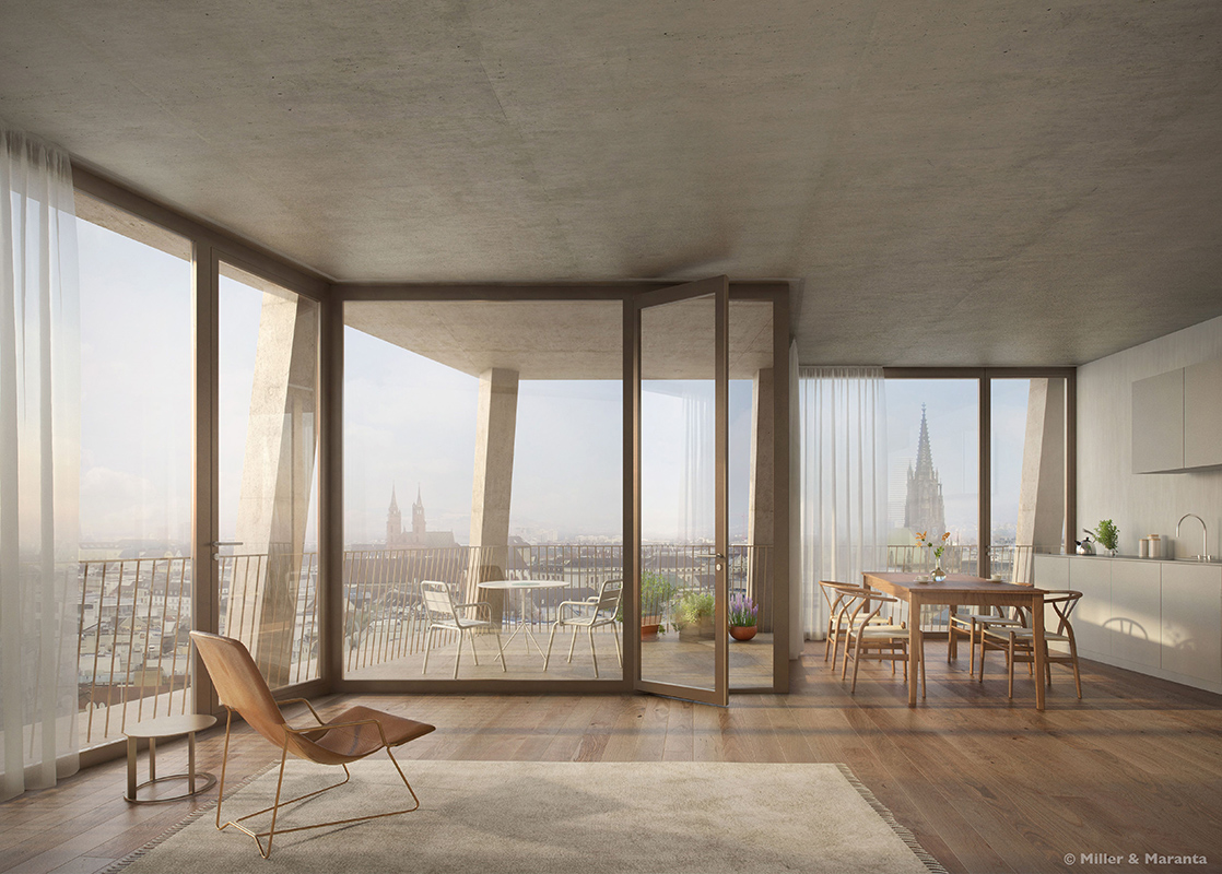 Siegerprojekt von Miller &amp; Maranta Architekten, Basel; Innenperspektive.