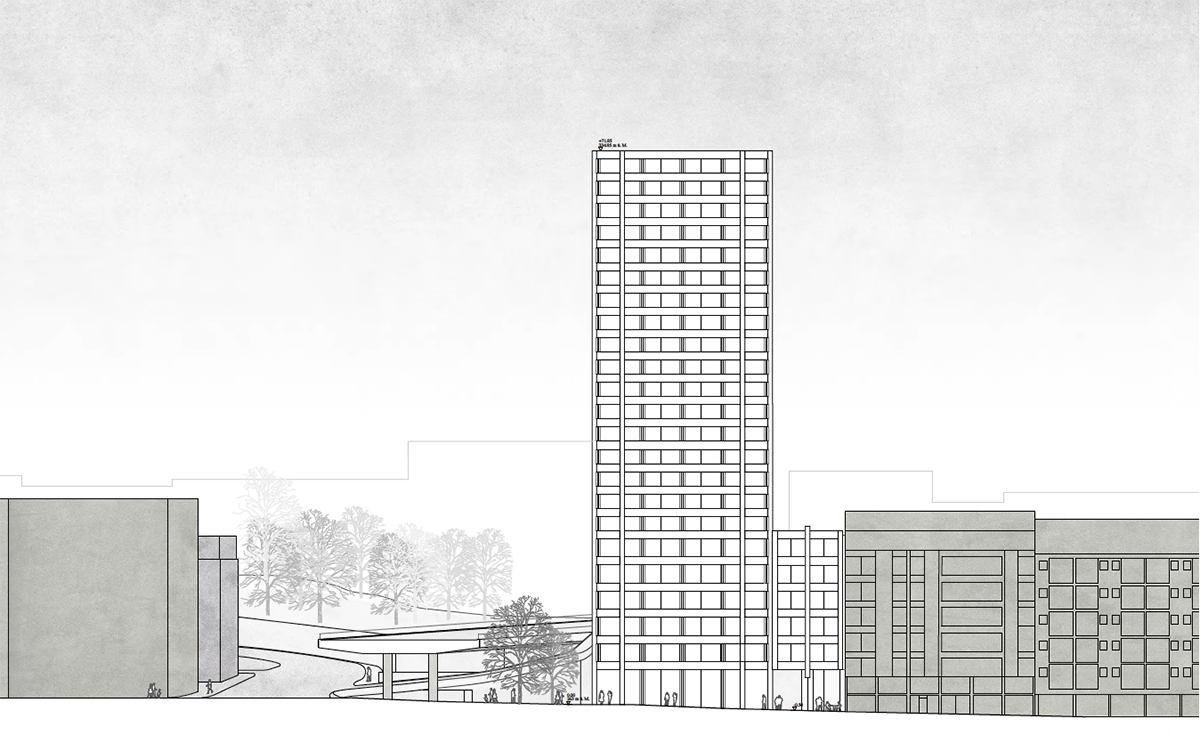 Projekt Nr. 1: Buchner Bründler Architekten, Basel; Ansicht Steinentorstrasse.