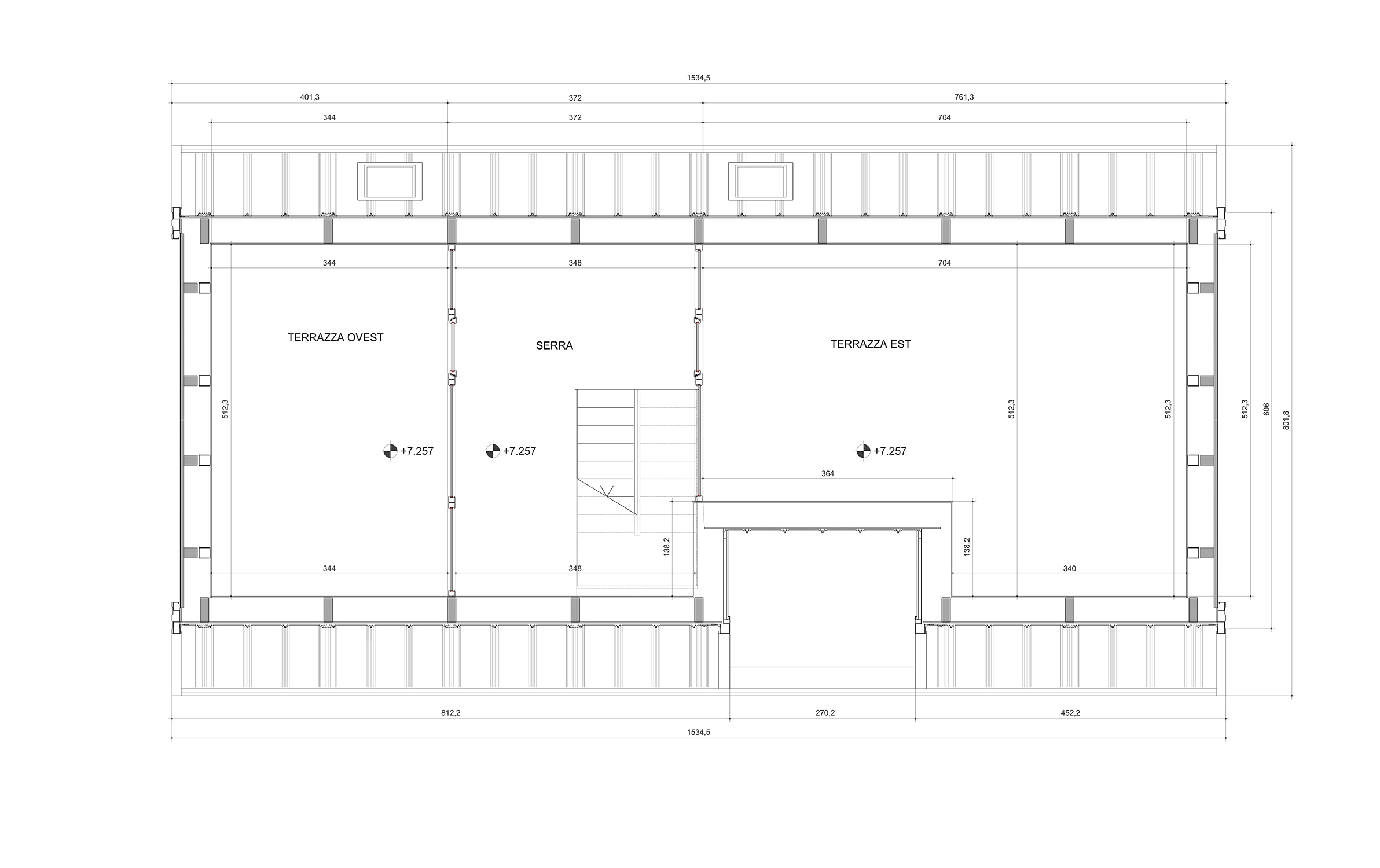 Casa Uno, plan du toit