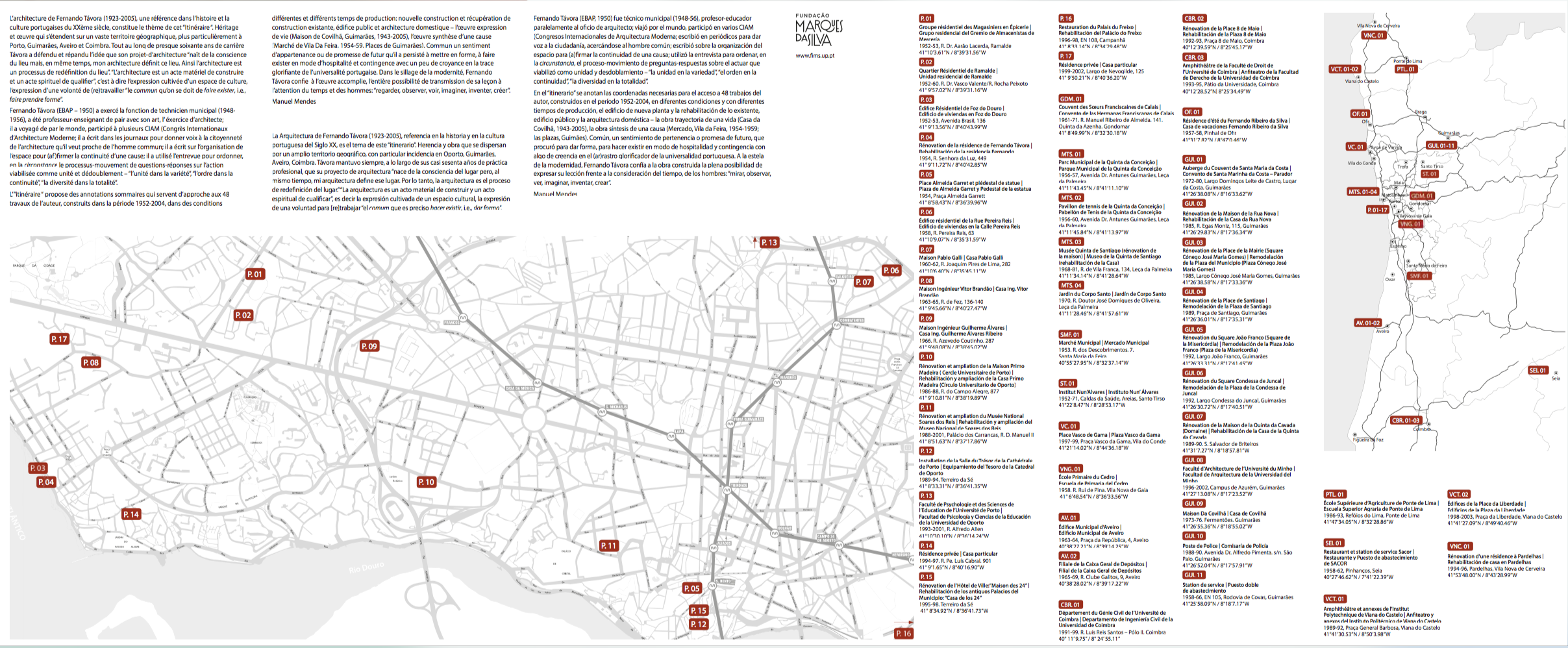 Fernando Távora - Itinéraire architectural: cartes
