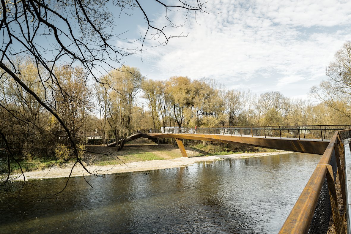 Nominiert in der Kategorie Fuss- und Radwegbrücken: Isarsteg Nord, Freising