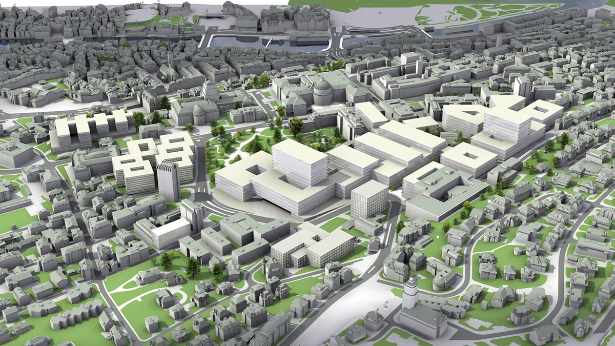 Visualisierung der maximalen Gebäudevolumen, Stand Vertiefungsstudien 2014.