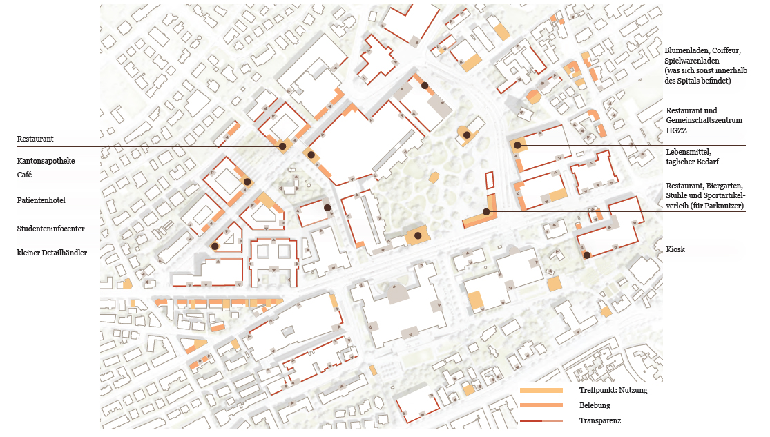 Metron Zürich, Erdgeschossnutzungen.
