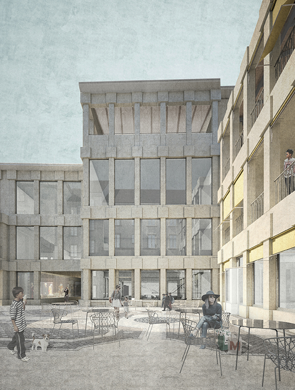 Siegerentwurf von ARGE Fiechter &amp; Salzmann Architekten / Bellorini Architekten; Gartenhof.