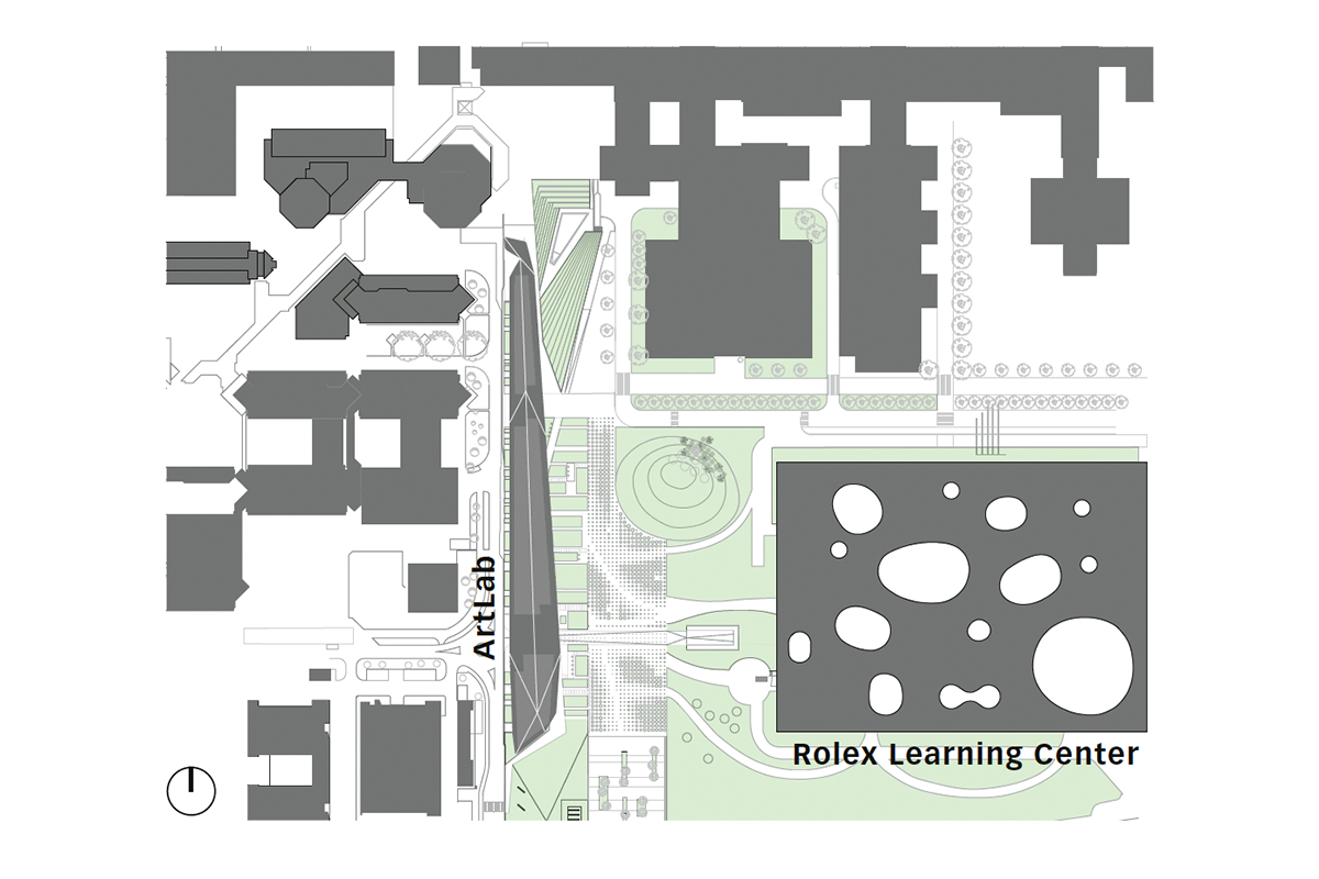 Das ArtLab und das Rolex Learning Center – zwei Gebäude, die kaum unterschiedlicher sein könnten