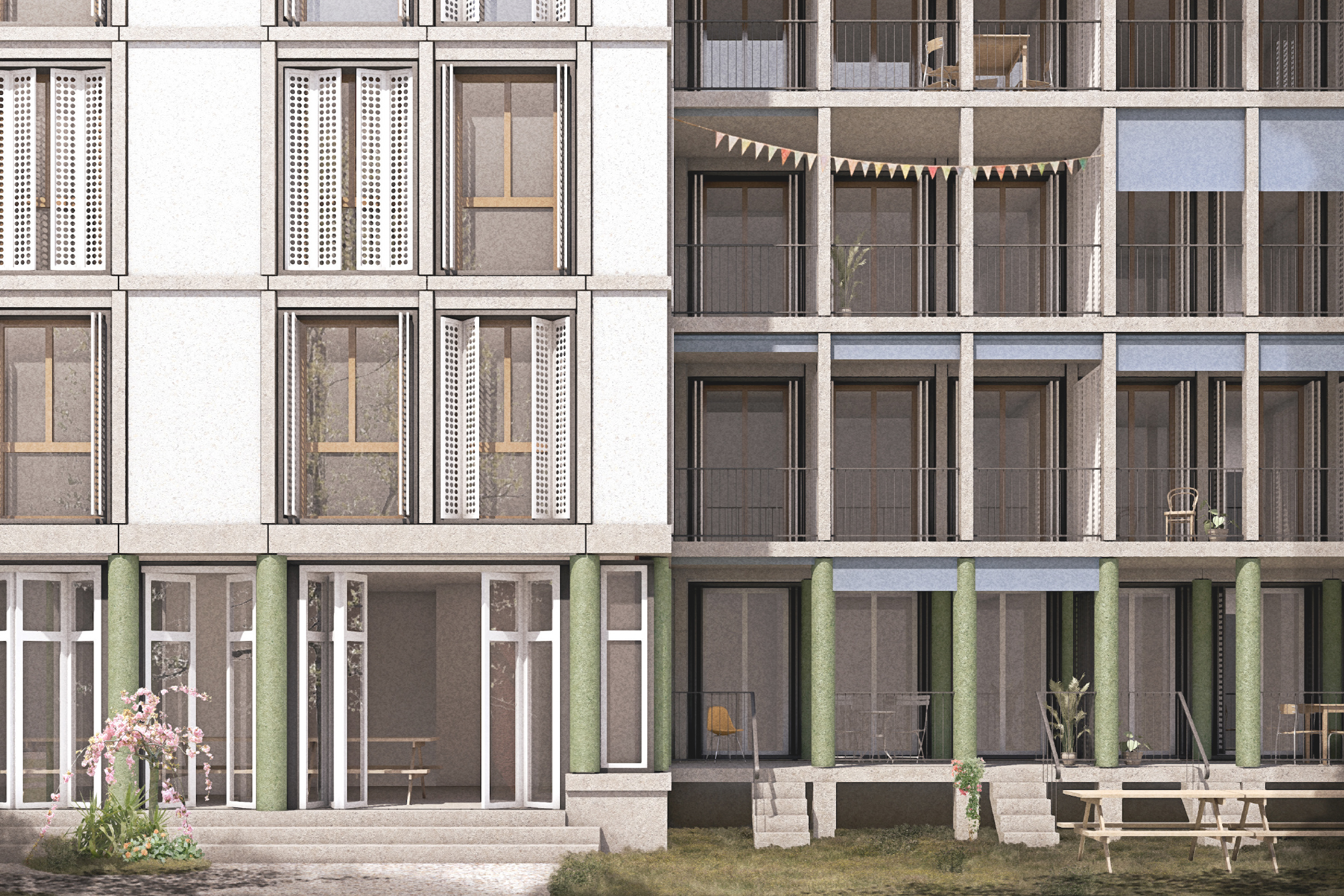 Lot 1 - Relation avec la cour du projet Terra Incognita de Esch Sintzel Architekten+Nicolas de Courten architectes