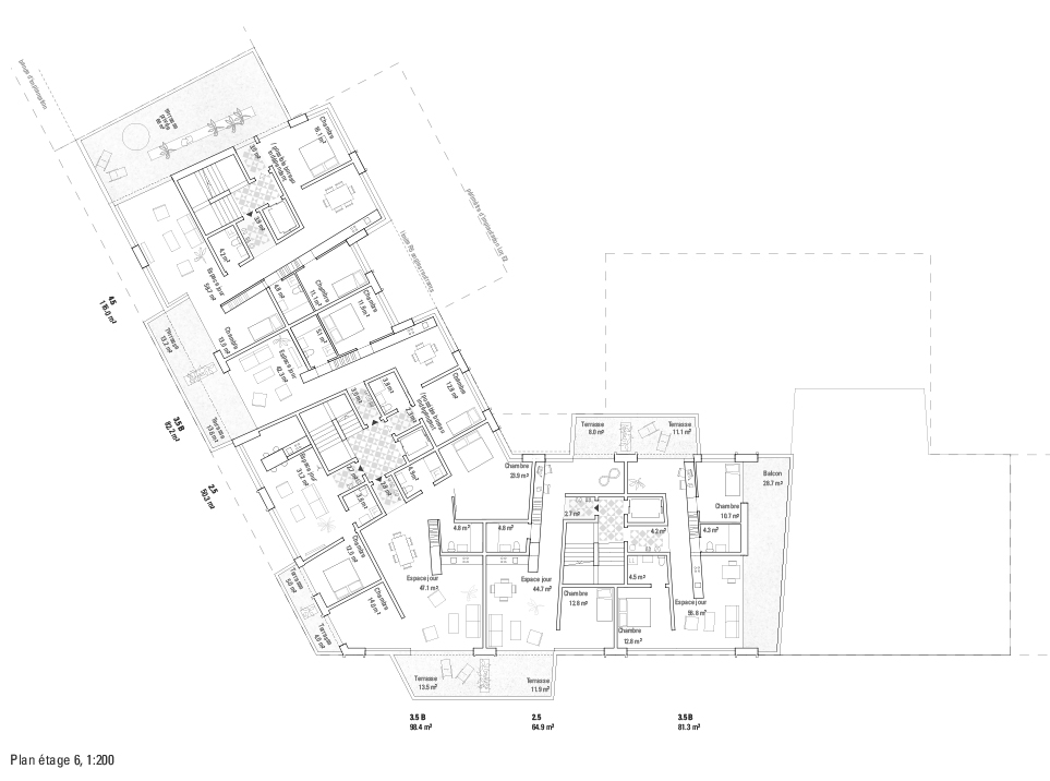 Lot 2 - Plan du 5e étagedu projet PARK VIEW de farra zoumboulakis &amp; associés