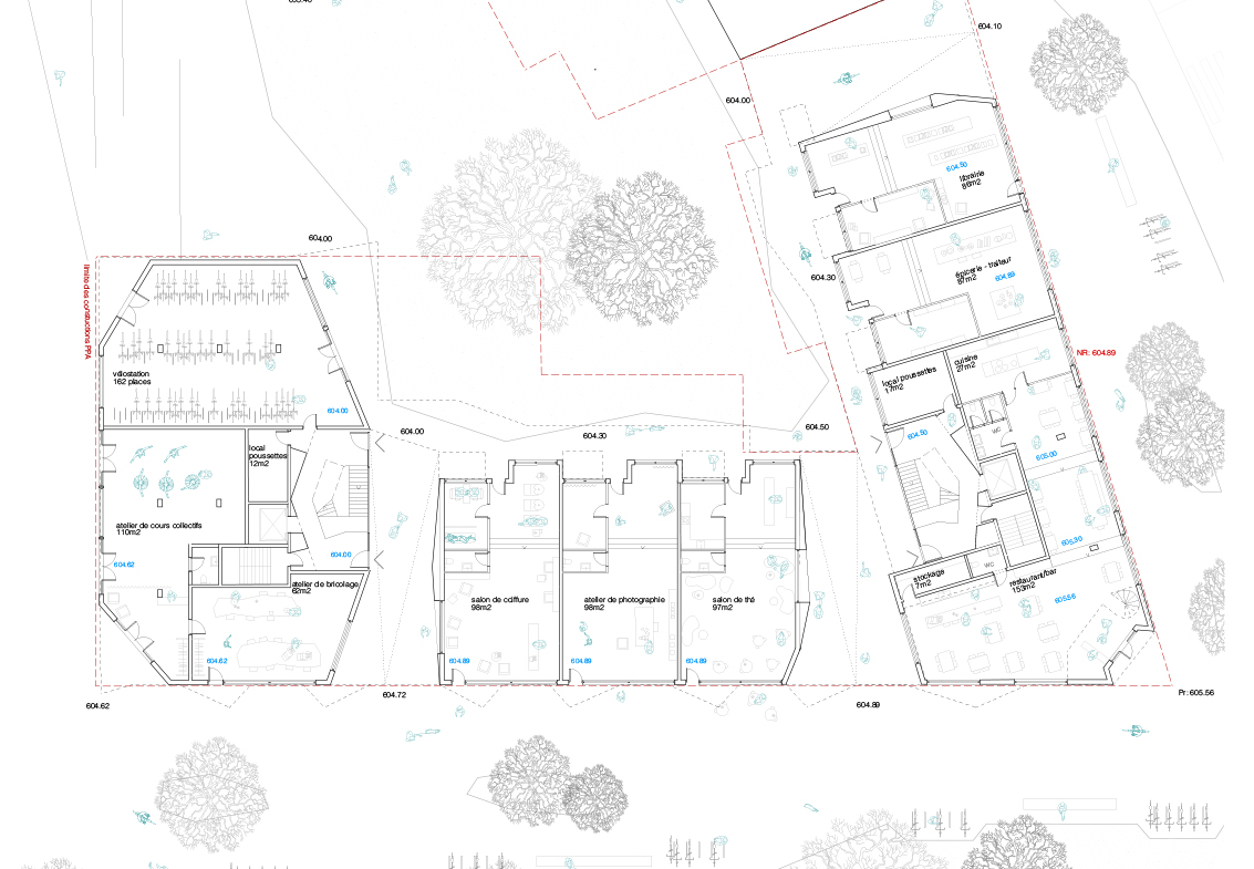 Lot 3 - Plan du rez-de-chaussée du projet NOSTRADAMUS de LOCALARCHITECTURE
