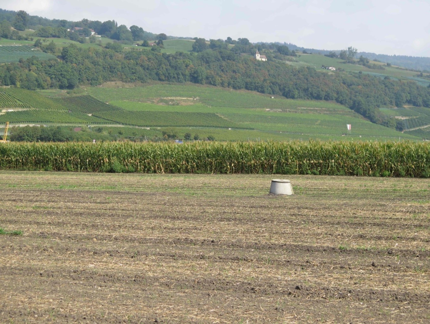 La photo montre une couche qui dépasse d'un mètre au-dessus du sol. Cette couche fait partie de l'infrastructure de drainage et était au niveau du sol il y a des décennies. La raison pour laquelle ce n'est plus le cas est ce qu'on appelle "la décroissance de la tourbe ".
