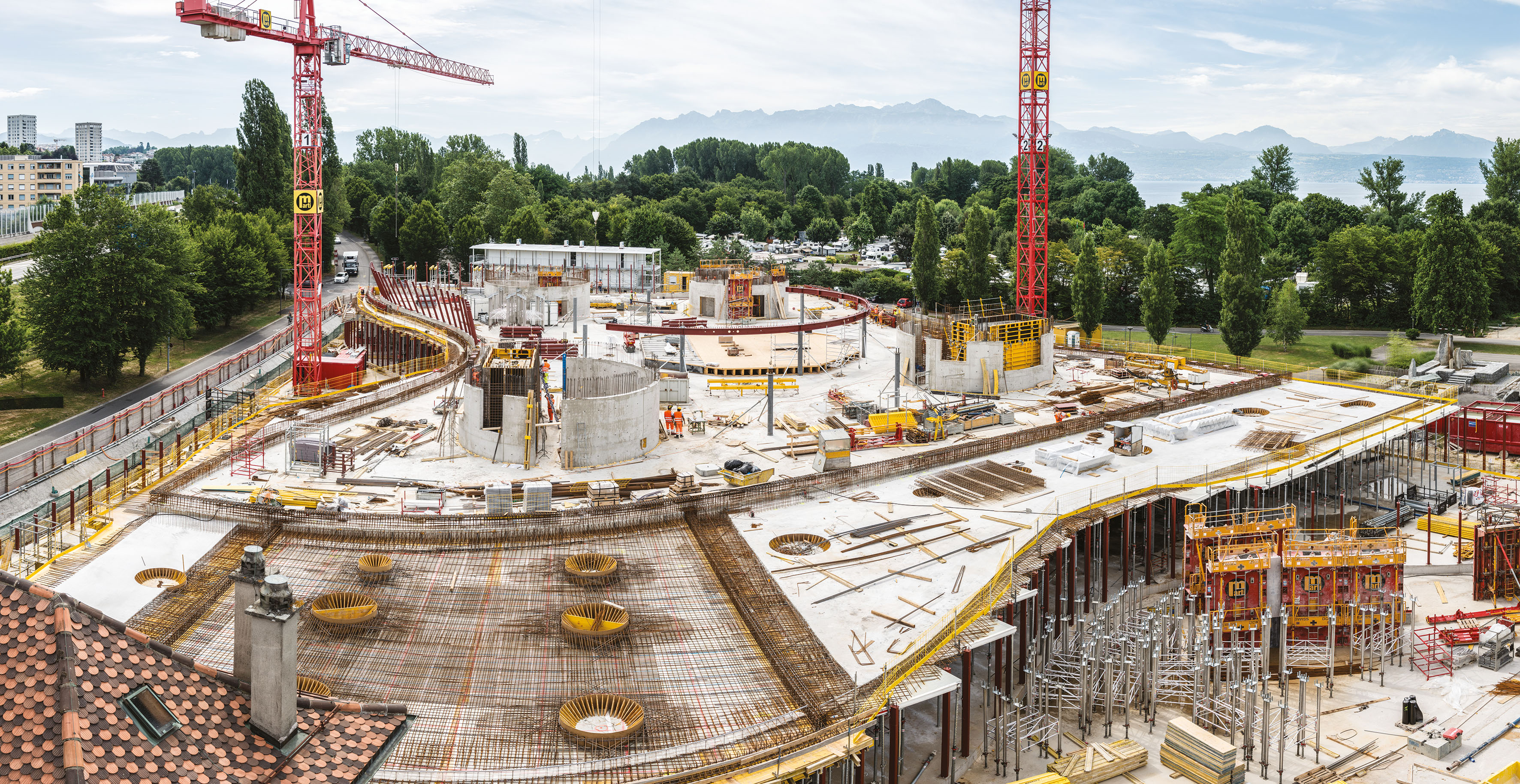 Travaux de gros oeuvre, réalisation des premiers étages de bureaux sur le socle