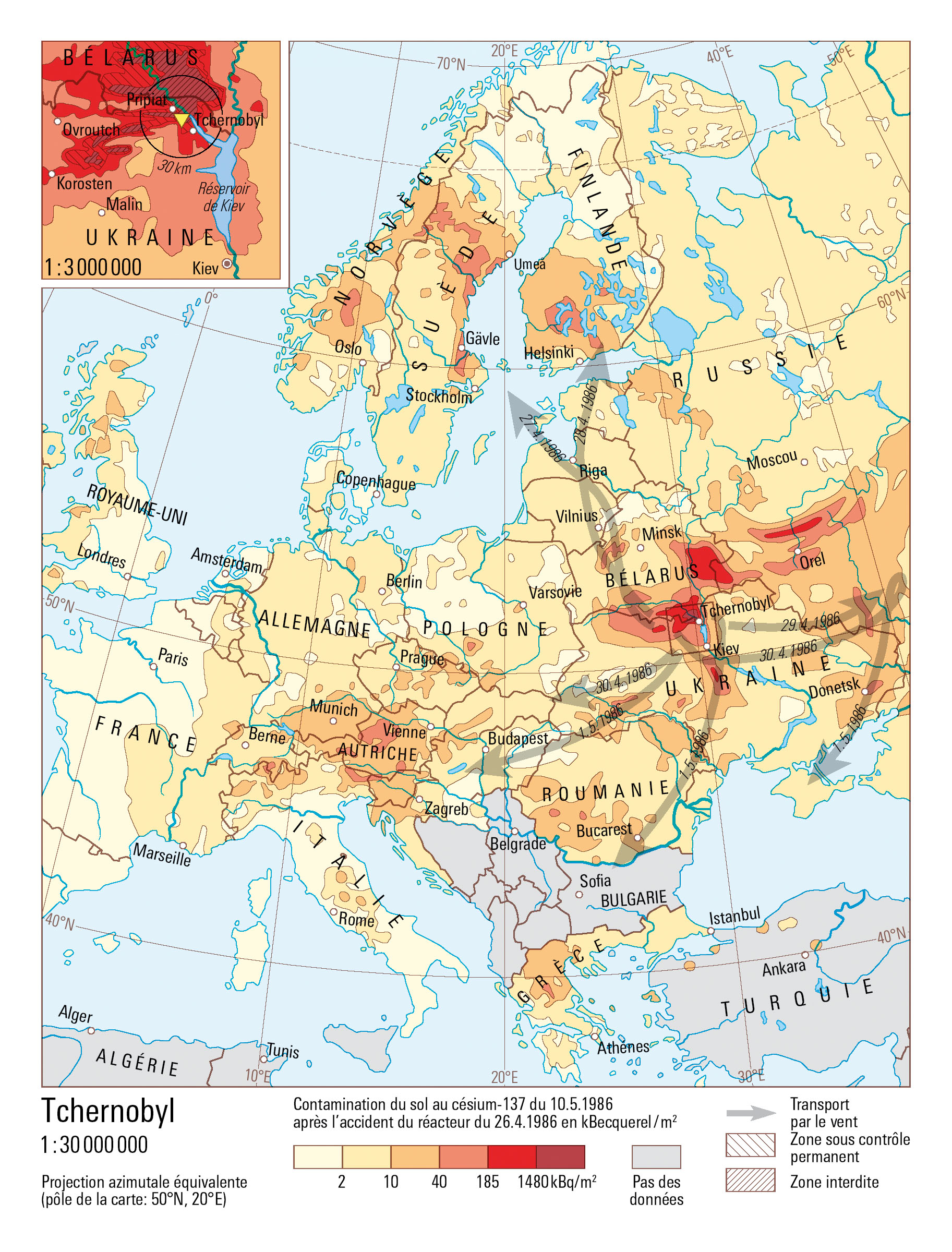 Cartographie de la contamination du sol au césium 137 suite à l’accident nucléaire de Tchernobyl