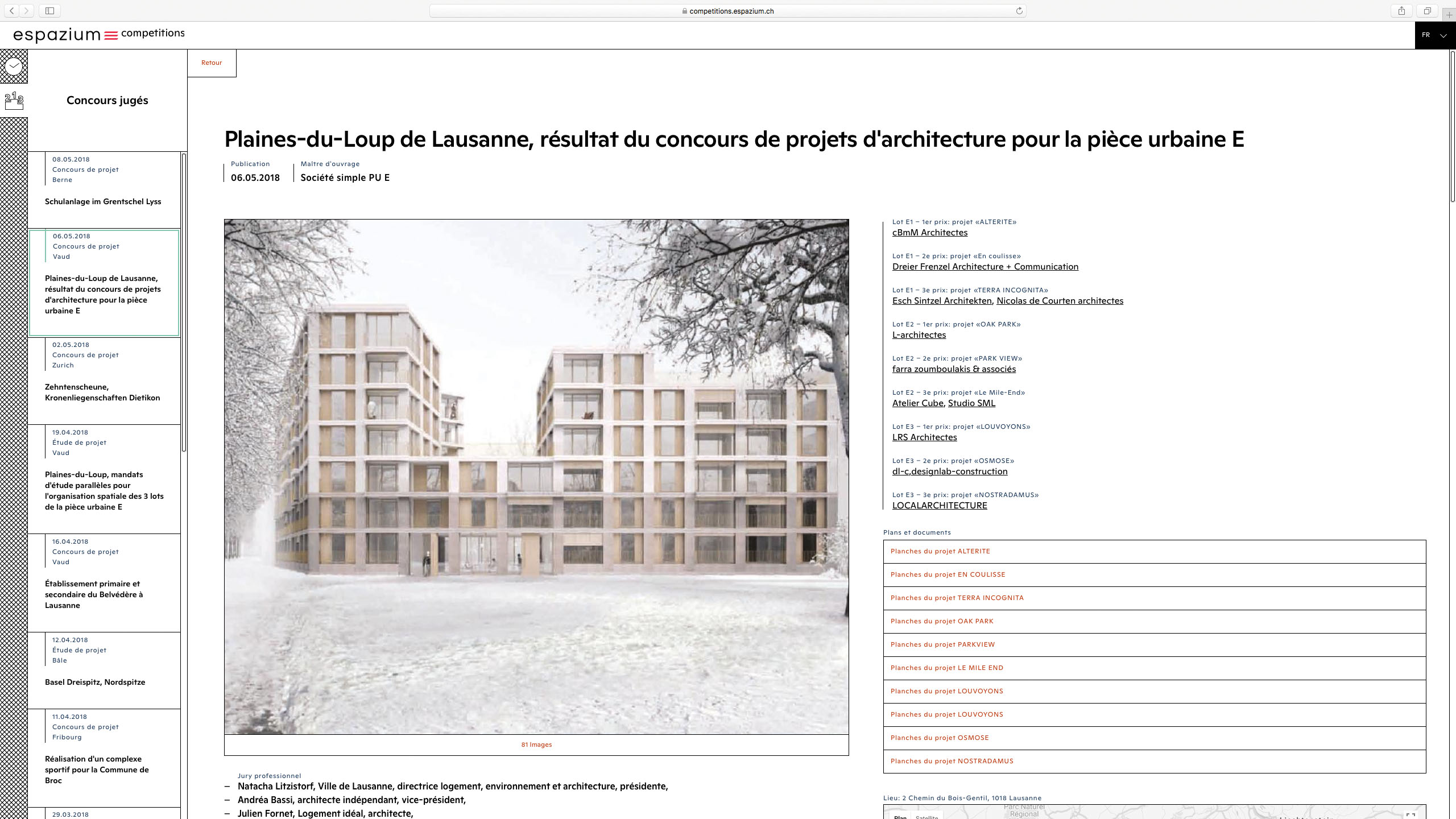 Vue du nouveau site "Concours"