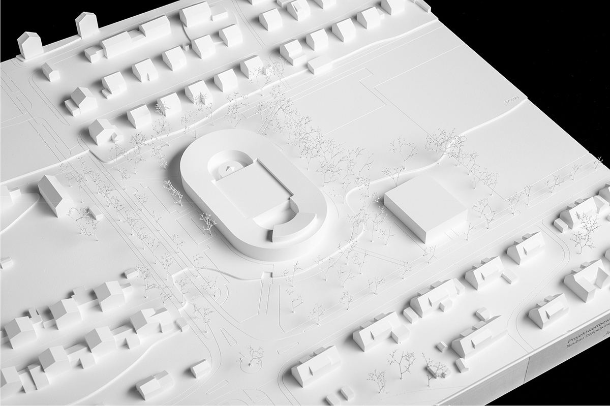 «Alpak», 6. Rang: Zwei Geschosse und eine Fassade aus vorfabrizierten Betonelementen charakterisieren den Entwurf. Die Innenräume sind mittels Leichtbauwänden einfach adaptierbar.