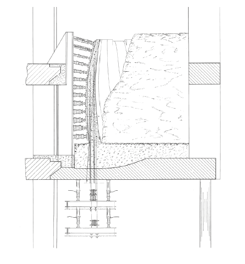 Querschnitt des Modells der Contra-Bogenstaumauer.