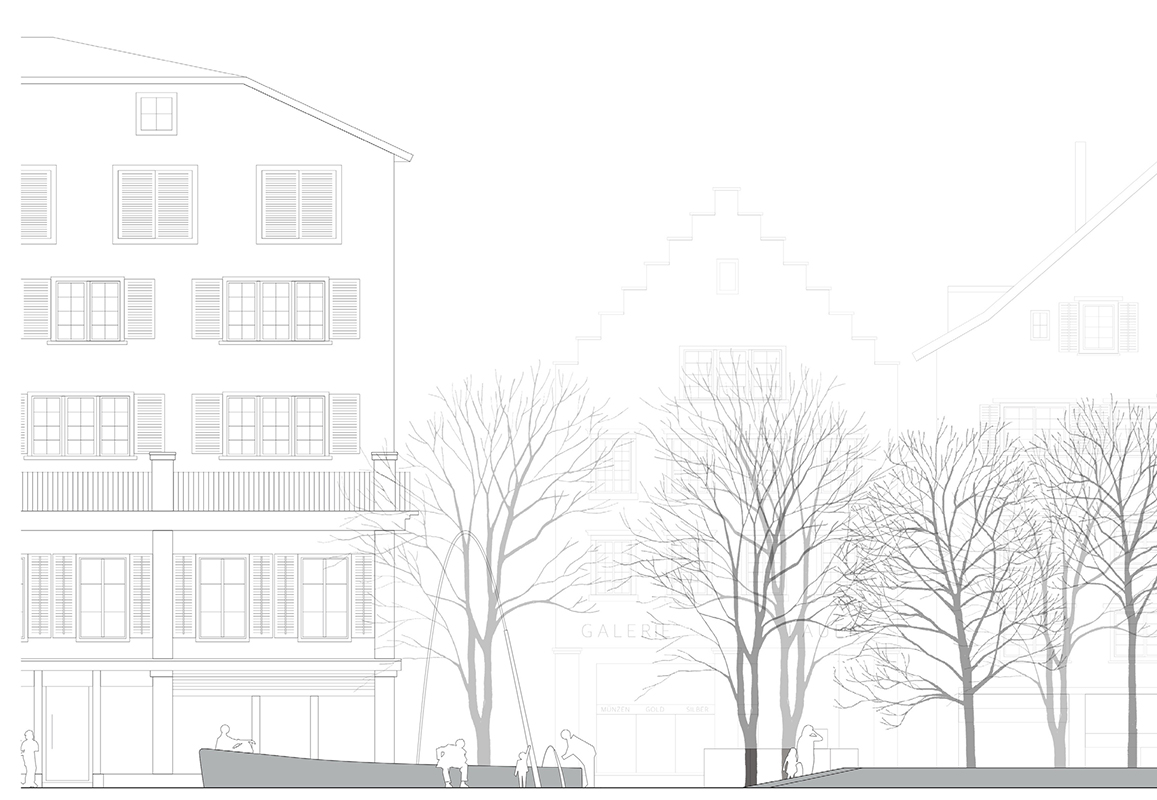 Siegerprojekt «Sardona», Ansicht West. Der Projektname verweist auf das Quellgebiet der Limmat.