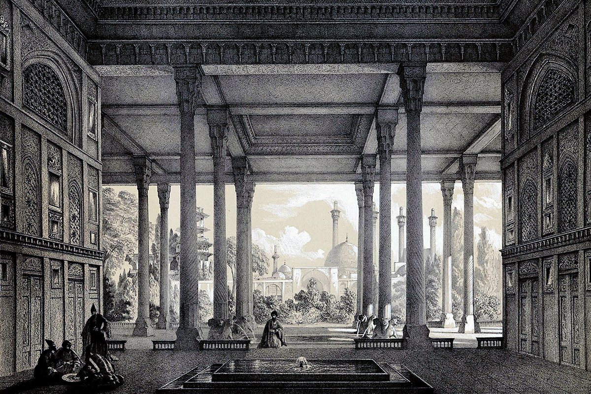 Die Offenheit der Innenräume gegen aussen wie hier beim Palais de Tchehel-Sutoun, dem Vierzigsäulenpalast in Isfahan