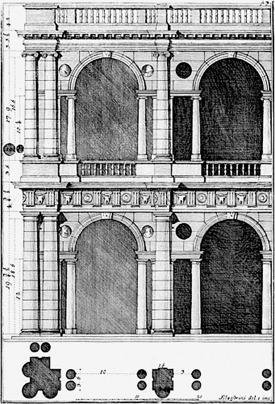 bei dem westliche Einflüsse an der Fassade erkennbar sind: Doppelsäulen, Stützen, Bögen, Rundfenster und längliche Bal­kone gehen auf die Bauten von Andrea Palladio zurück.