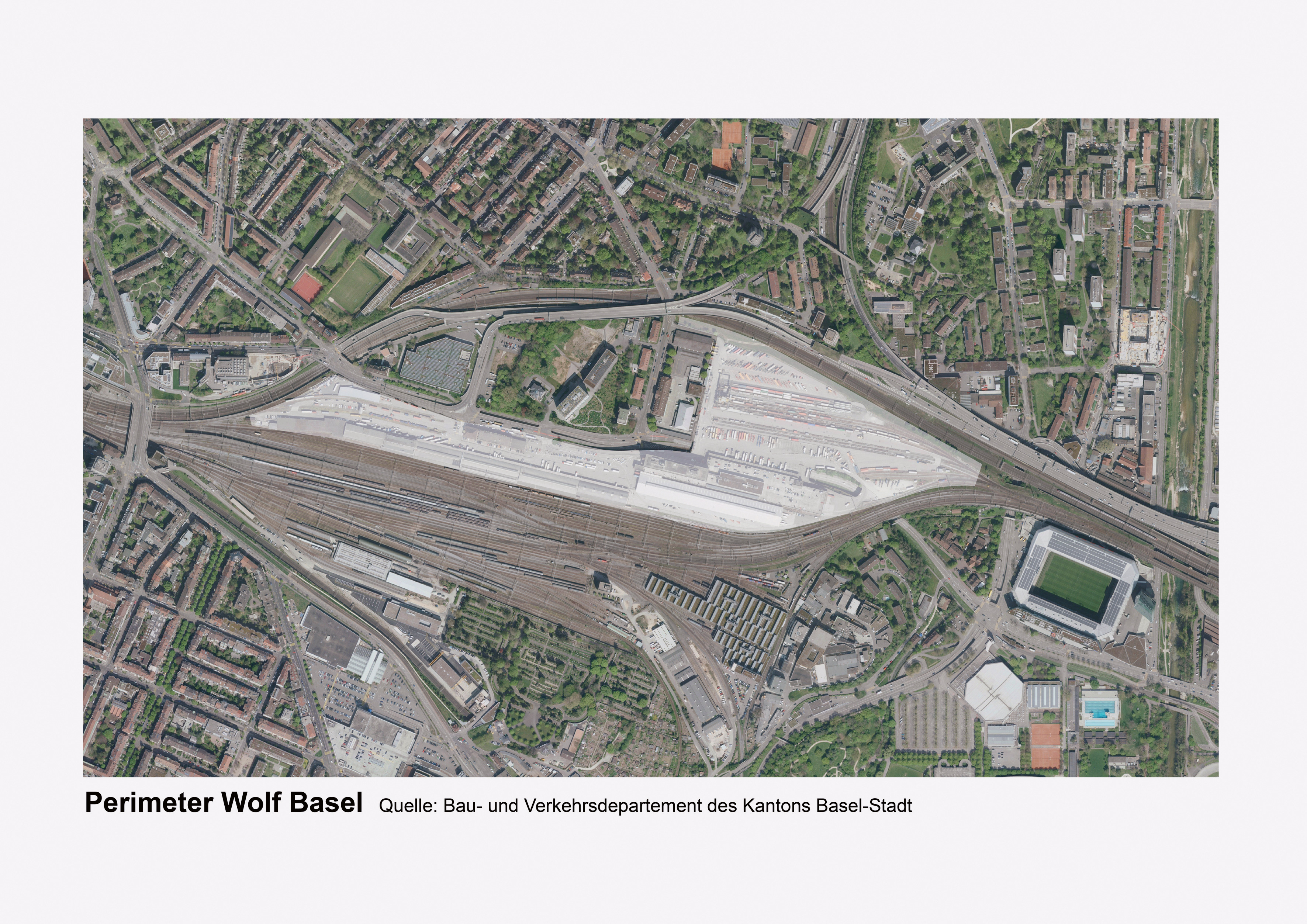 La parte settentrionale della stazione merci di Wolf, a est di Basilea, diventerà un giorno un quartiere misto.