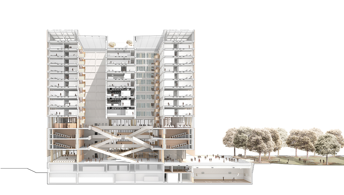 FHNW-Neubau in der Schnittperspektive