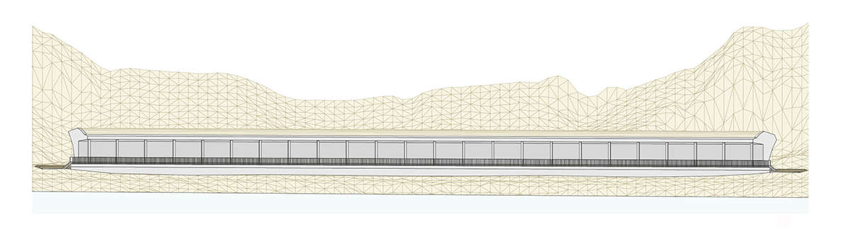 Ansicht der neuen Vollgalerie in Trin.