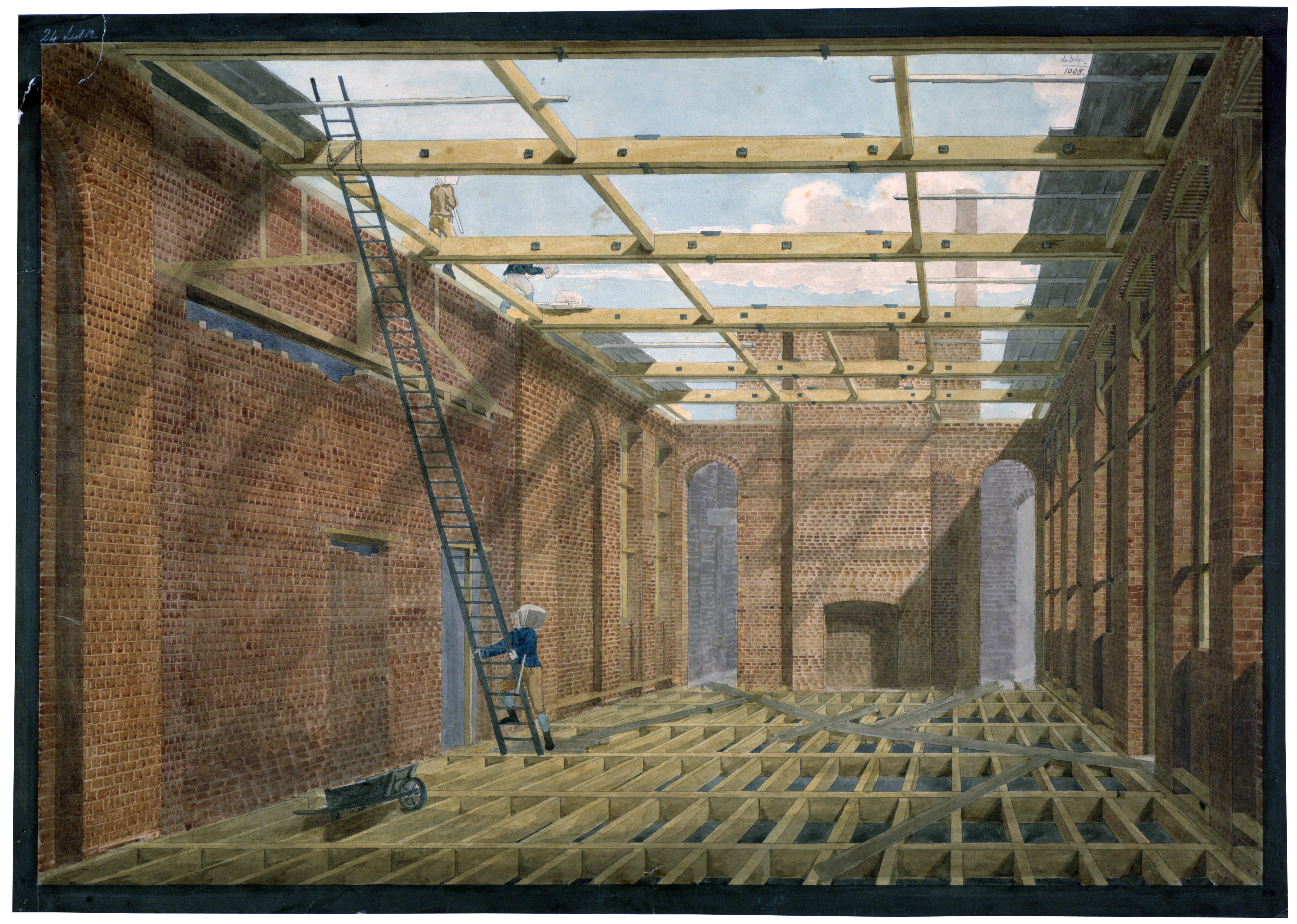 Bureau de John Soane, Vue de la salle de l&#039;infirmerie de l&#039;Hôpital Royal de Chelsea en construction, 1809