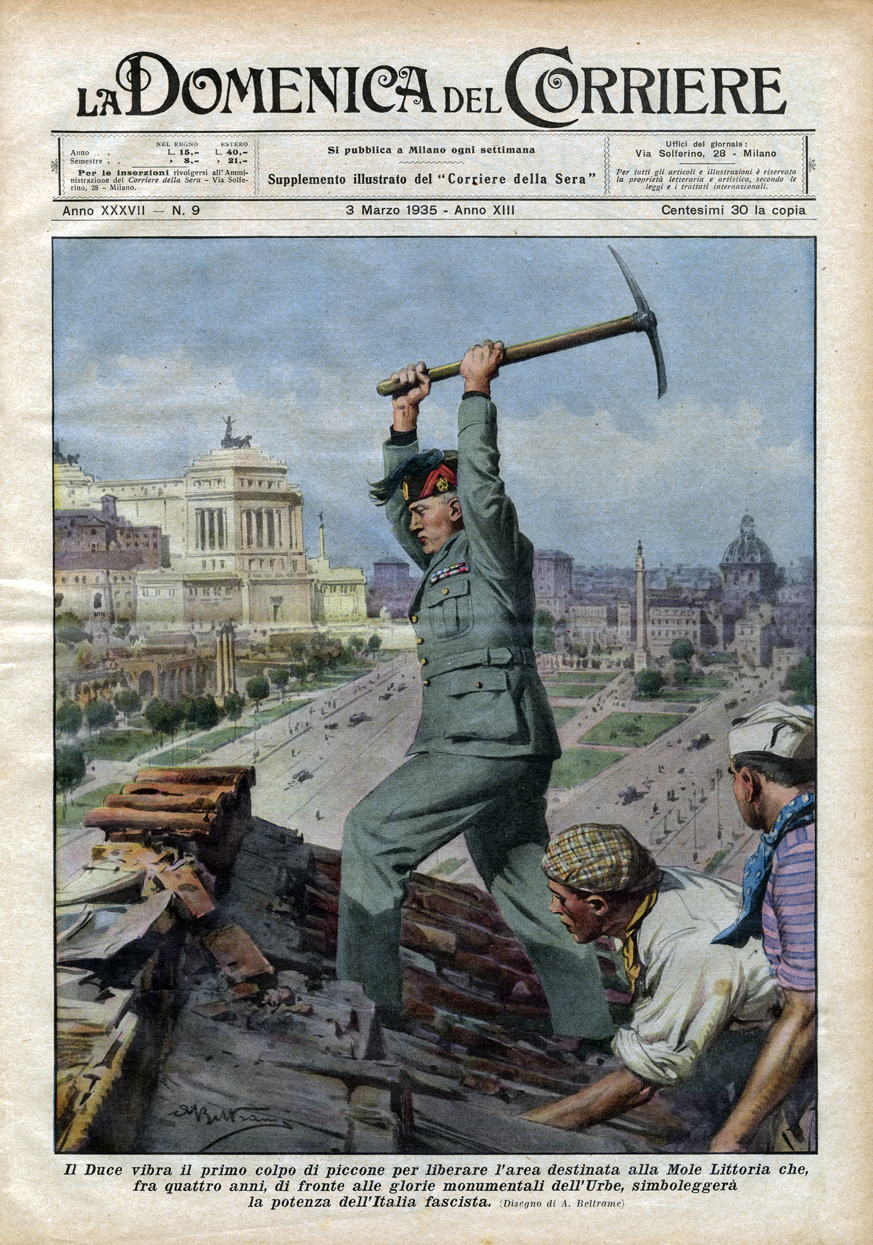 Achille Beltrame, Mussolini lance le chantier de la via dei Fori