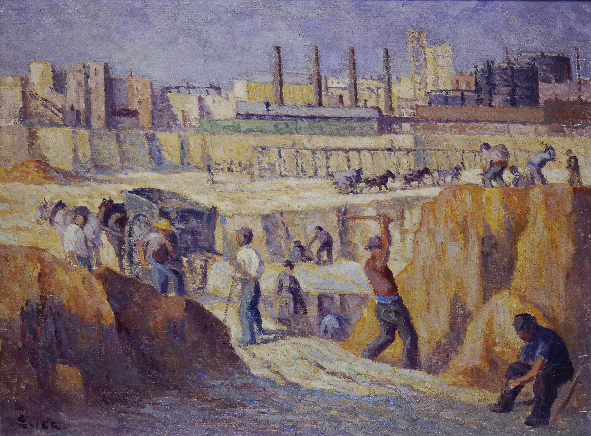 Maximilien Luce, Percement de l&#039;Avenue Junot à Montmartre, 1910