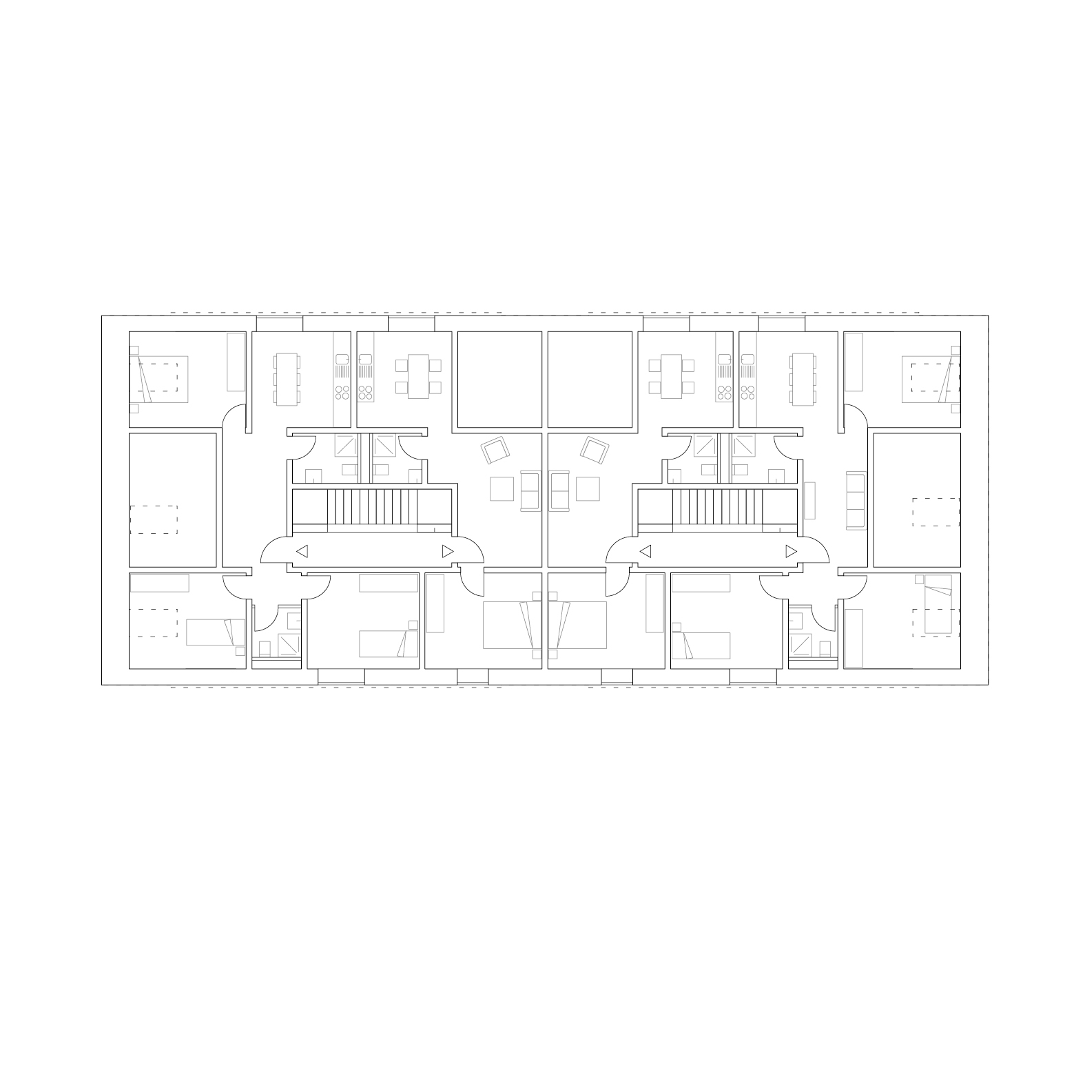 Pianta del secondo piano della casa per la popolazione migrante.