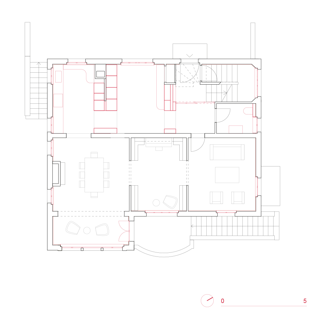 Plan du rez-de-chaussée Architecte: Bureau Brisson Architectes Réalisation: 2017-2018 Cube SIA 416: 1300 m3 Coûts CFC 1-5: 1 000 000 CHF TTC