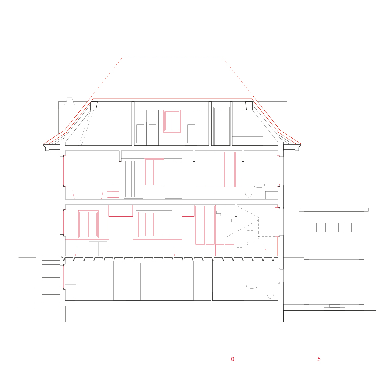 Coupe Architecte: Bureau Brisson Architectes Réalisation: 2017-2018 Cube SIA 416: 1300 m3 Coûts CFC 1-5: 1 000 000 CHF TTC