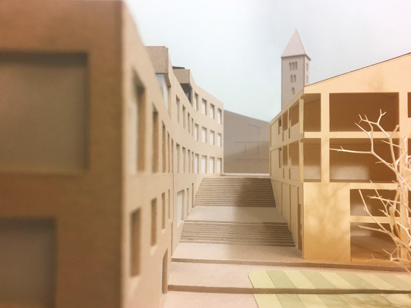 GayMenzel, nouveau centre de St-Germain, Savièse (VS), concours, 2015, première étape en cours.