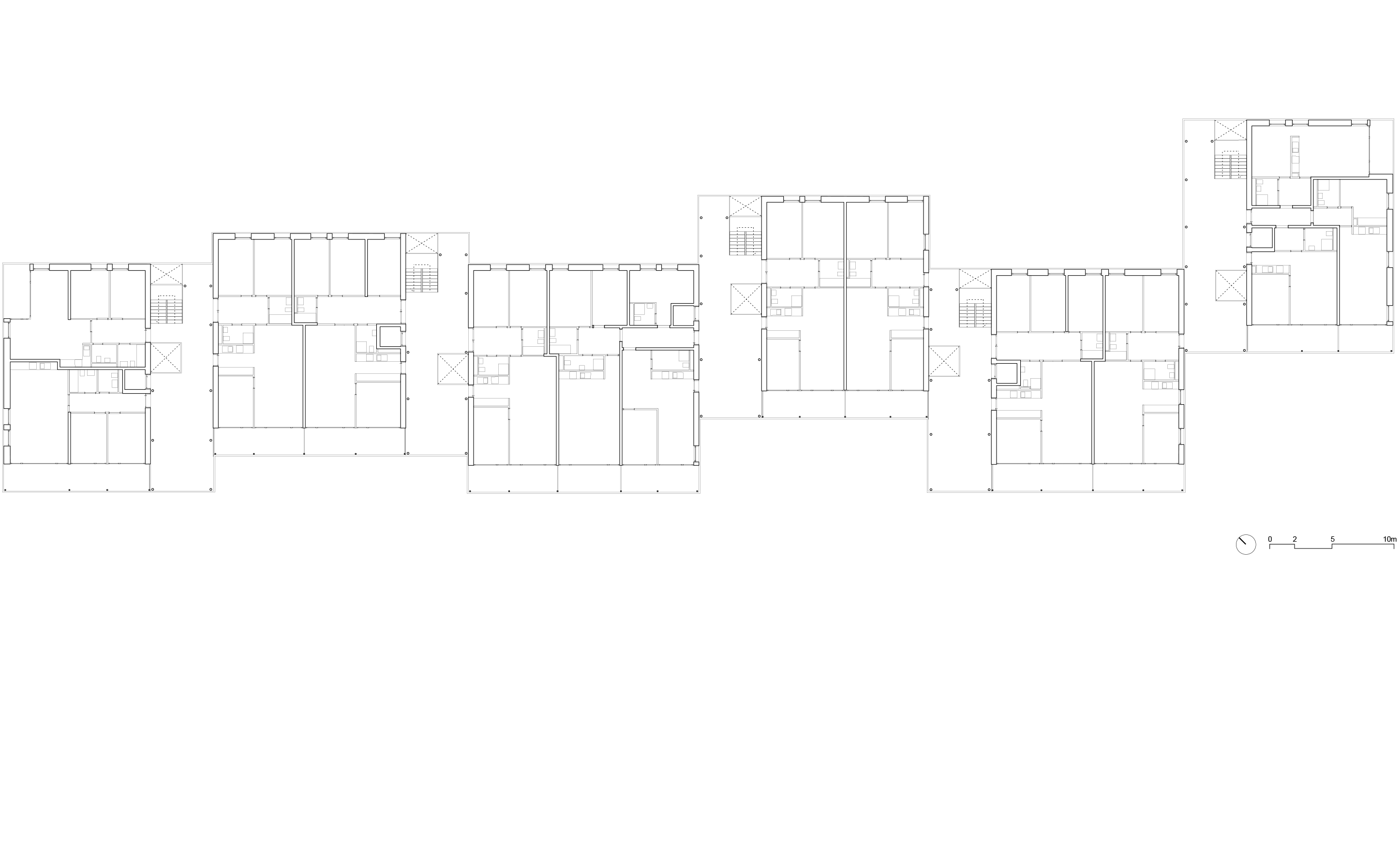 1 Plan de l’étage type. Les paliers généreux sont partagés par deux appartements à chaque étage.