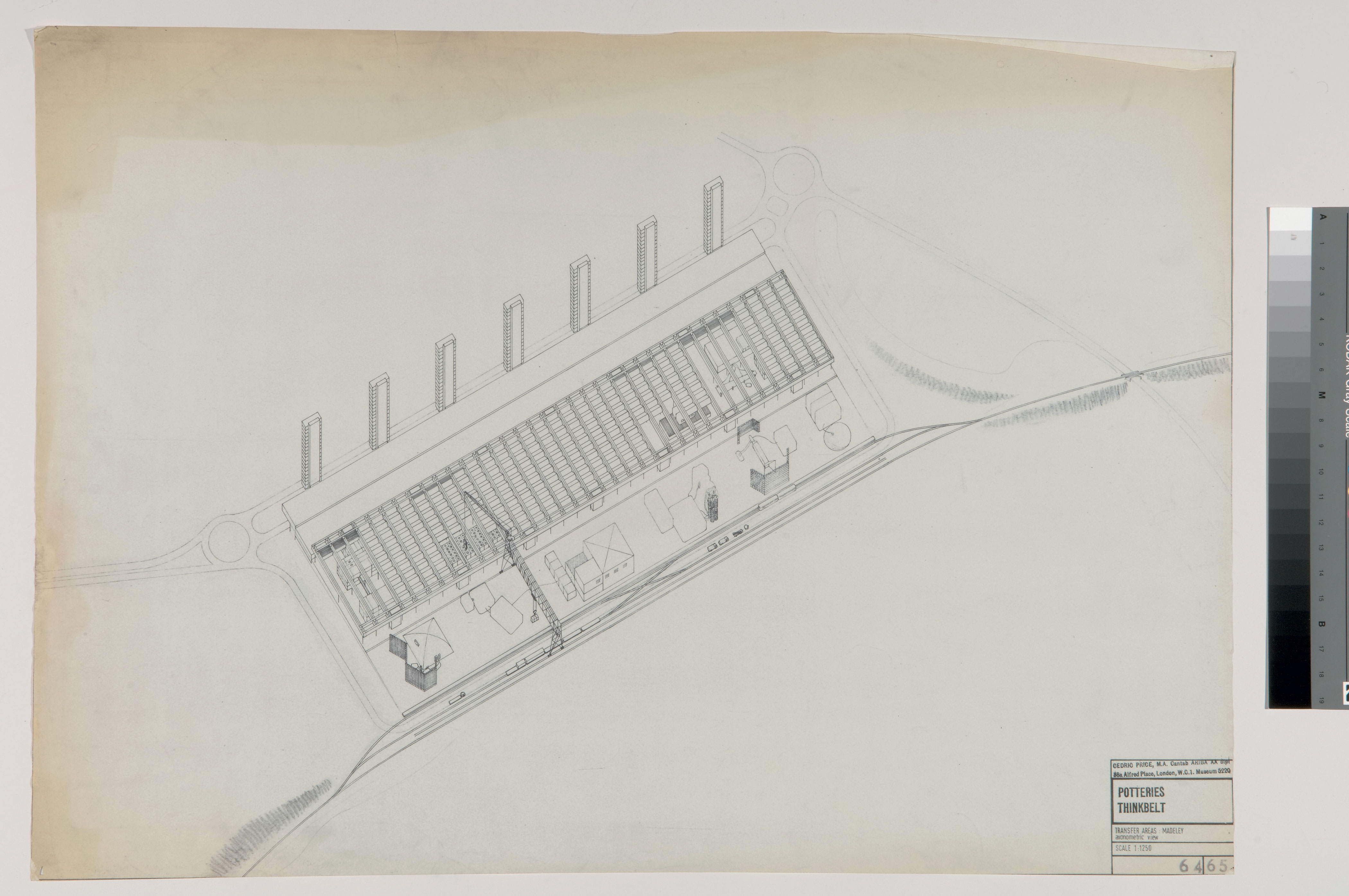 Cedric Price, Potteries Thinkbelt : axonométrie de la zone de transfert de Madeley, 1964 (Fonds Cedric Price, Collection Centre Canadien d’Architecture, Montréal)