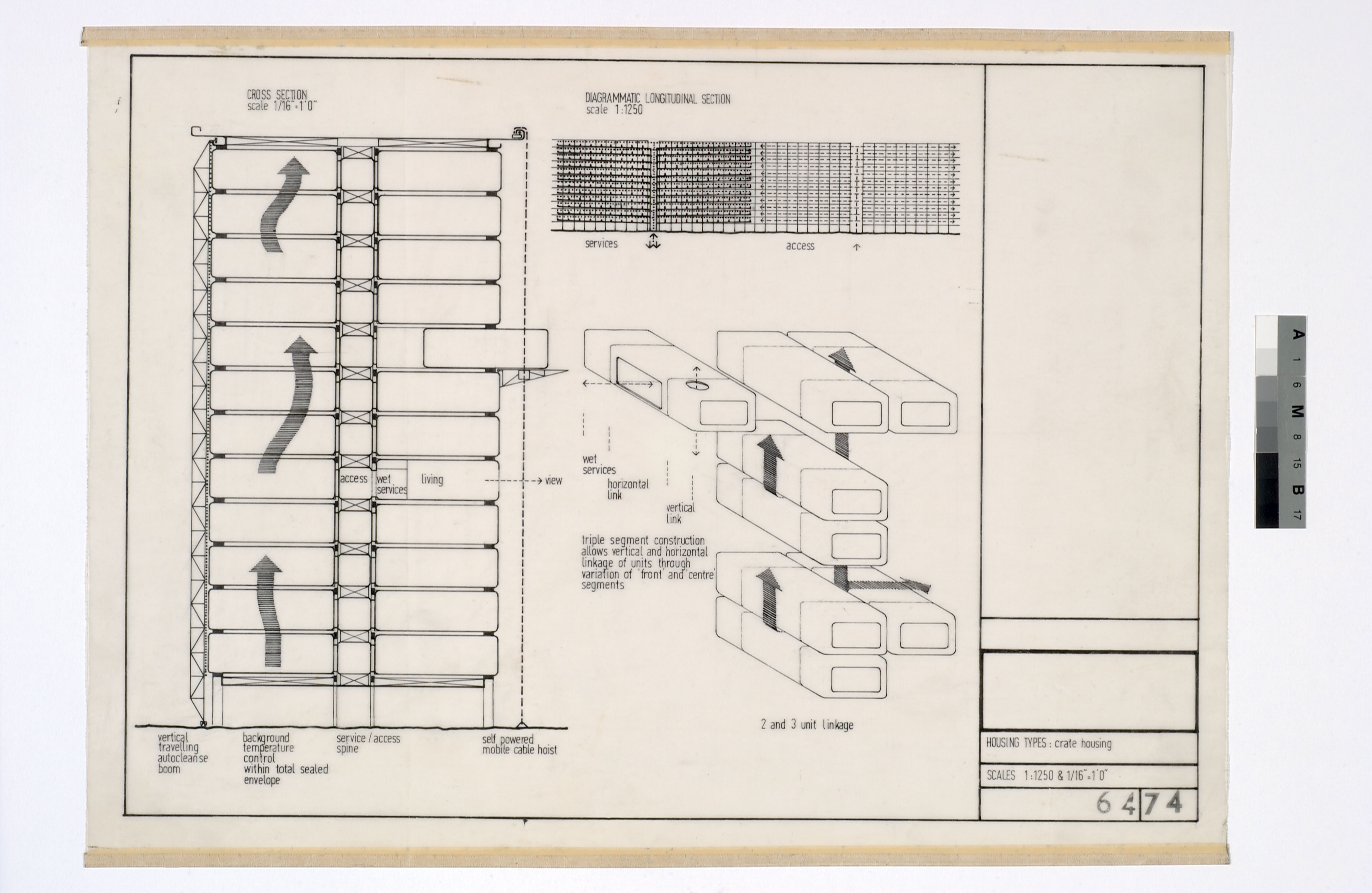 Cedric Price, Potteries Thinkbelt, North Staffordshire, England : typologie des logements, logements modulaires, 1963-1967 (Fonds Cedric Price, Collection Centre Canadien d’Architecture, Montréal)