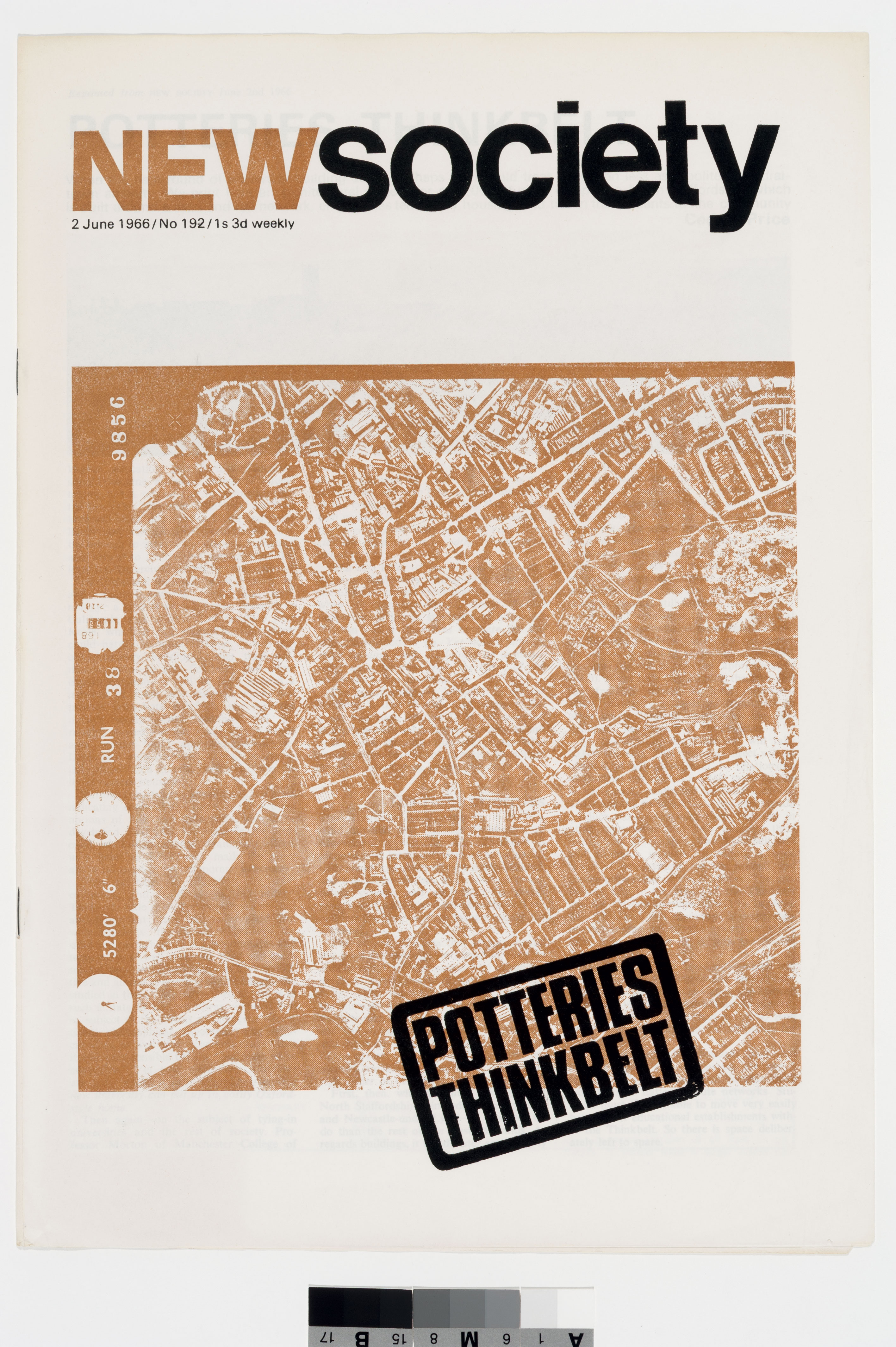 Cedric Price, couverture du no 192 (2 juin 1966) de la revue New Society consacré à Potteries Thinkbelt (Fonds Cedric Price, Collection Centre Canadien d’Architecture, Montréal)