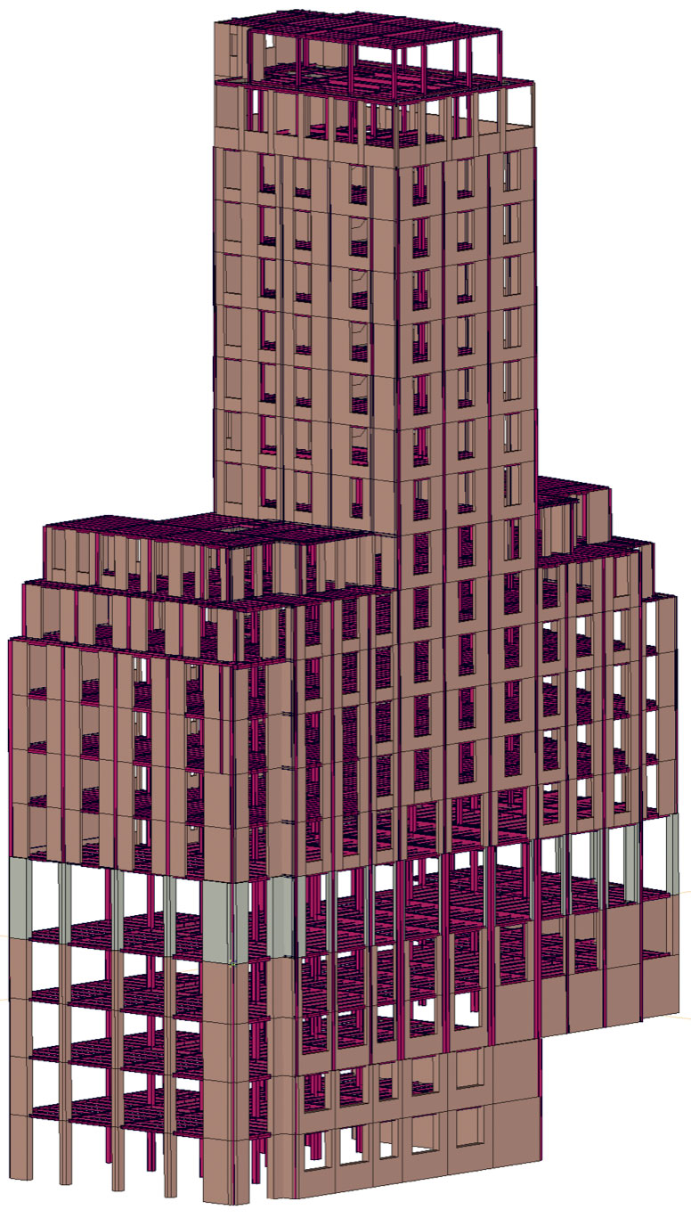 Modèles informatiques sans (a) ou avec (b) les murs (Ingeni SA)