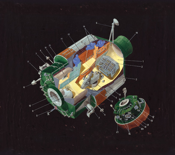 Entwurf für das Technikmodul der Raumstation Mir (1980)