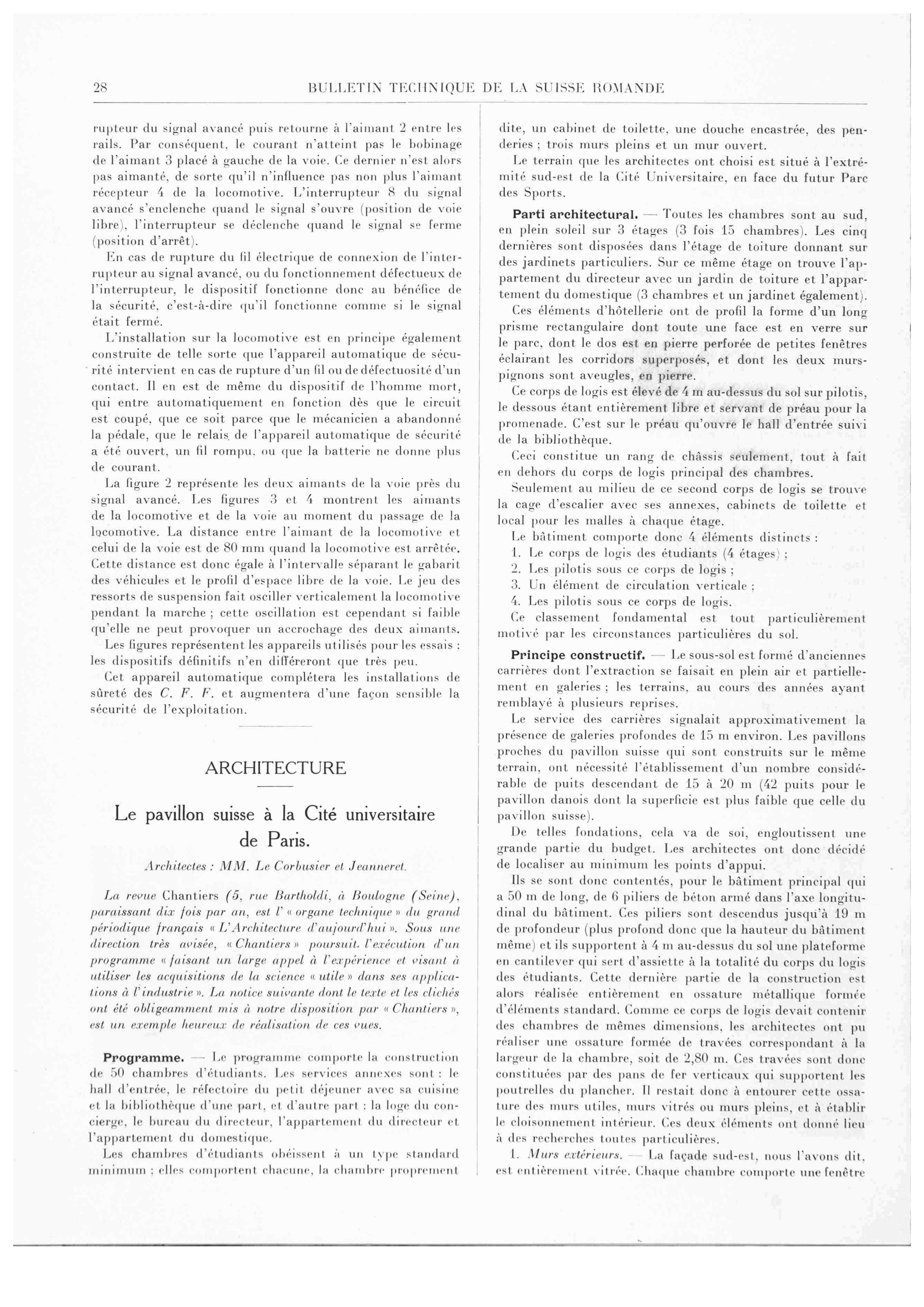 Pages 28 à 32, Bulletin technique de la Suisse romande, n° 3, 1934