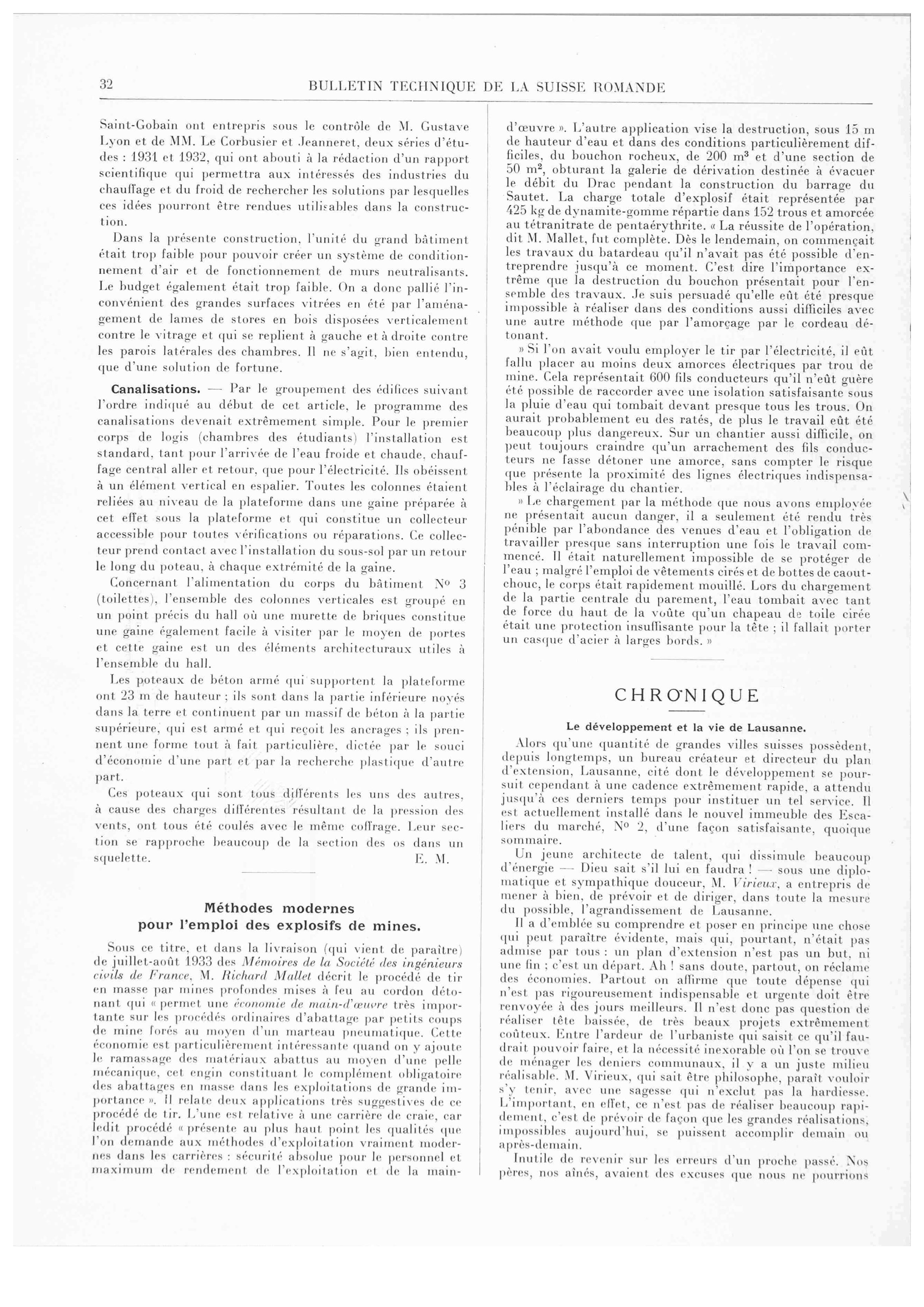 Pages 28 à 32, Bulletin technique de la Suisse romande, n° 3, 1934