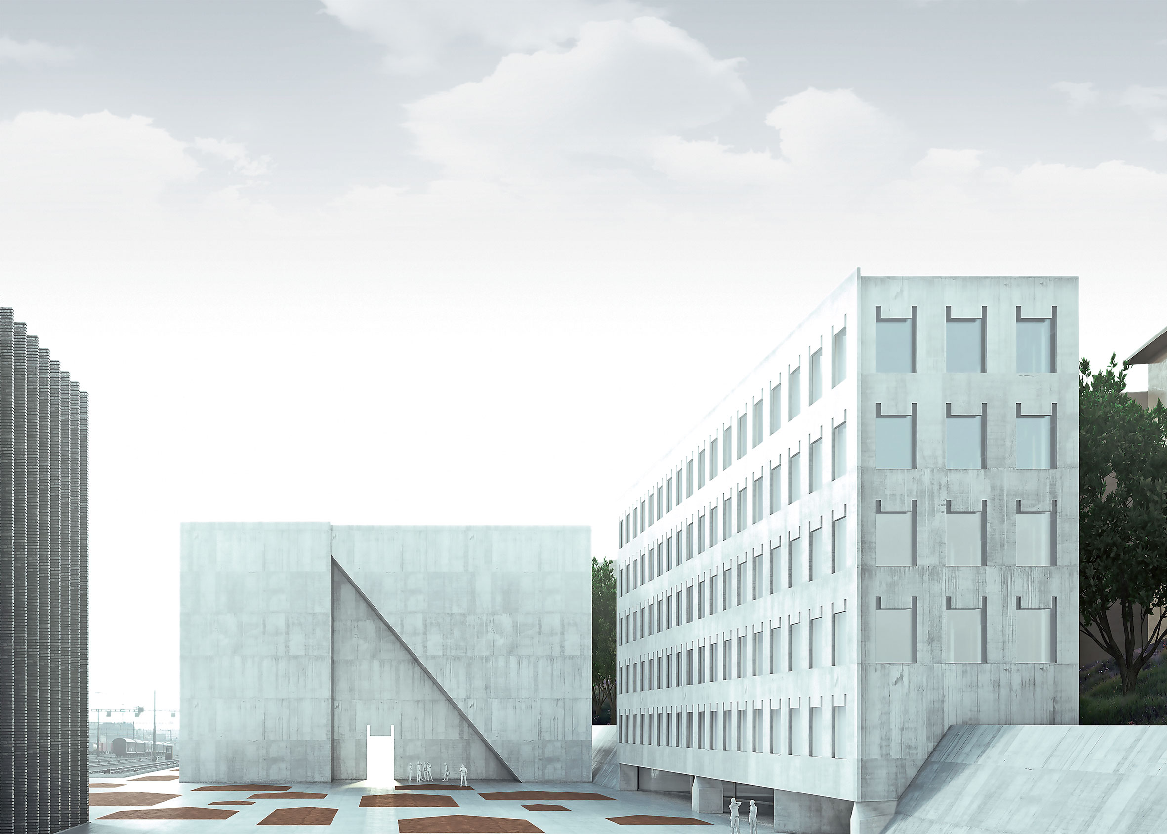 Le deuxième prix par Valerio Olgiati. Une variation assez pertinente sur le thème du musée cénotaphe.