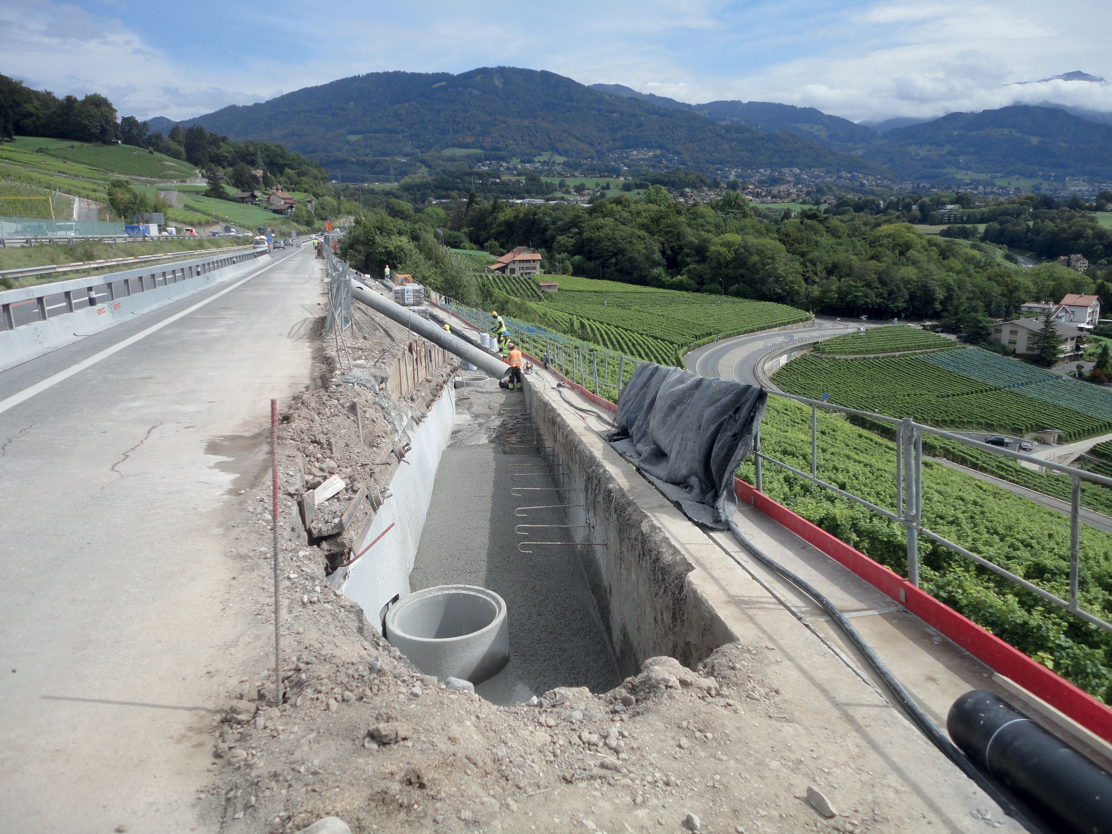 A9 – Chardonne : transformation d’un mur aval à semelle en mur poids