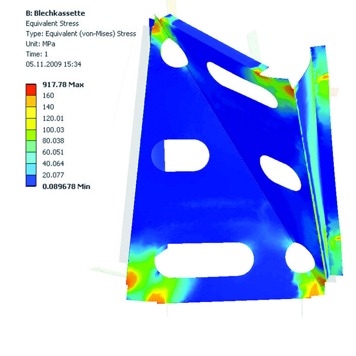 In diversen Optimierungsschritten (im Bild eine Spannungsanalyse) wurden die Schwachstellen der Aluminiumbauteile erkannt und entsprechend verstärkt