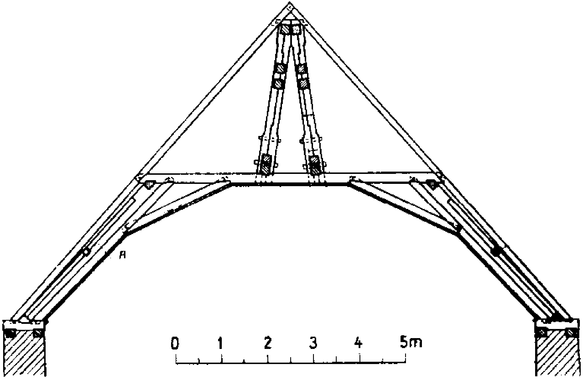 Kirche Grub AR, Querschnitt Dachstuhl (aus: Killer, S. 102)