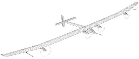 Die Solarzellen sind auf die Rippen der Flügel und des Höhenruders geklebt und bilden deren Oberfläche. Der Flügelholm besteht aus rechteckigen Sandwichplatten aus Kohle­fasern und wabenförmigem Kernmaterial aus ­einer Kartonmischung. An der Flügelunterse