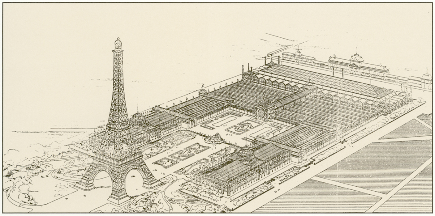 Übersichtsplan für die Exposition Universelle 1889 in Paris.