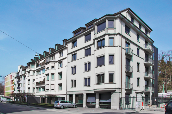 Mit SNBS können auch Bestandsgebäude bewertet werden: Geschäftshäuser Mühlebachstrasse in Zürich. (Foto: EBP)