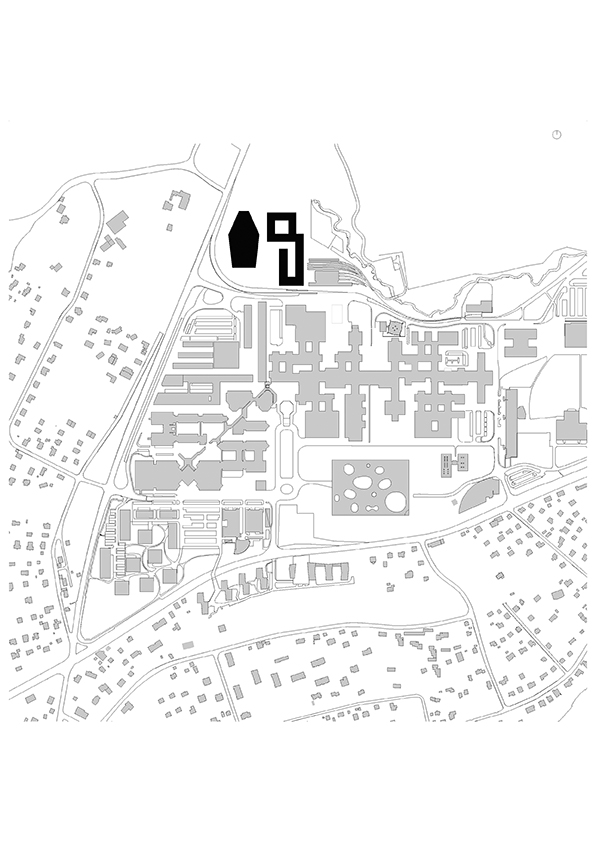 Ganz im Norden des Campus, im sogenannten Quartier Nord, liegen die Kongresshalle und die Wohnungen für Studierende. Die Linie der M1 trennt sie vom restlichen Universitätsgelände.